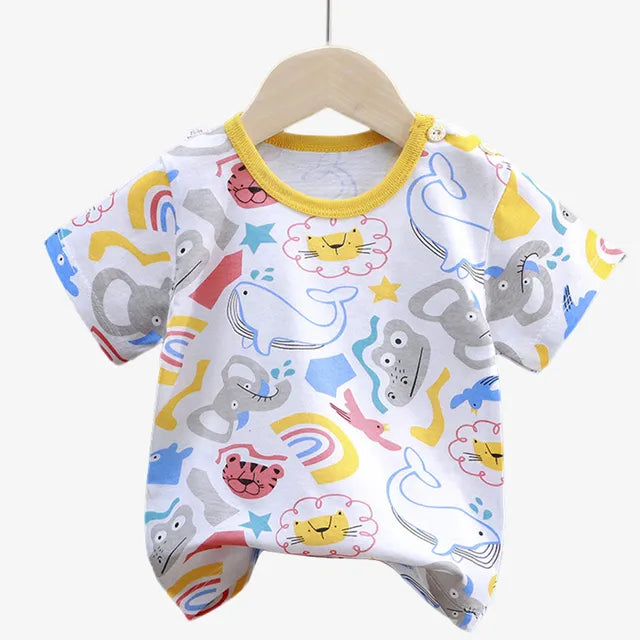 Children's Clothing T-Shirt Kids Clothes Boys Girls Summer Cartoon Tops Short Sleeve Clothes 100% Cotton Baby Clothing