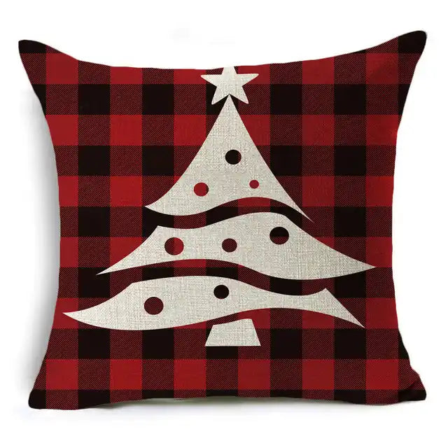 New Pillowcase Cartoon plaid Cushion Cover Throw Linen Pillow Case Merry Christmas Gifts Home Office Living Room 45x45cm