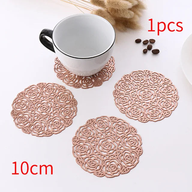 1/2/6pcs Drink Cup Coasters Glasses Kitchen Mat PVC Placemat Hot Pad Table Placemats Dining Table Mat Heat Insulation Non-Slip