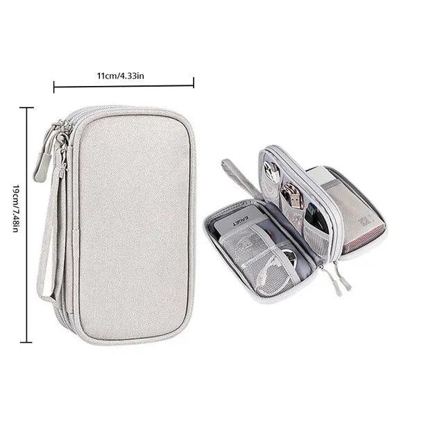 1pc Pink/Grey/Black/Navy Travel Portable Digital Product Storage Bag USB Data Cable Organizer Headset Charging Treasure Box Bag