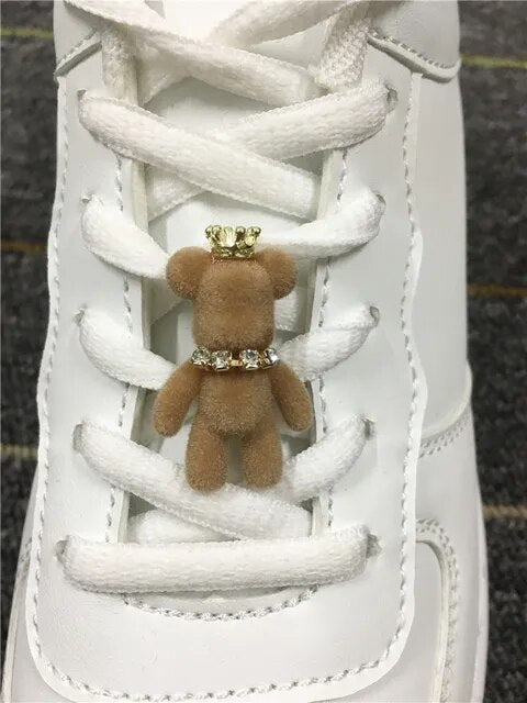 Lovely Rhinestone Bunny Bear Shoe Charms For Laces Diy Women Sneakers Décor Accessories Velvet Shoes Laces Buckle Decorations