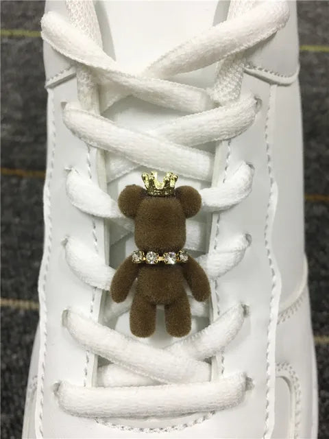 Lovely Rhinestone Bunny Bear Shoe Charms For Laces Diy Women Sneakers Décor Accessories Velvet Shoes Laces Buckle Decorations