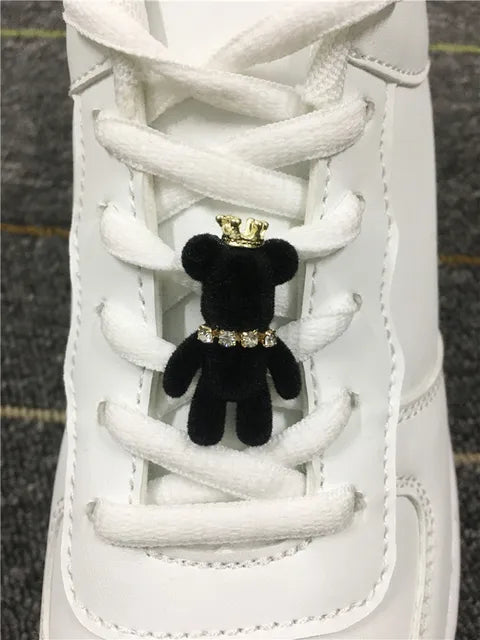 Lovely Rhinestone Bunny Bear Shoe Charms For Laces Diy Women Sneakers Décor Accessories Velvet Shoes Laces Buckle Decorations