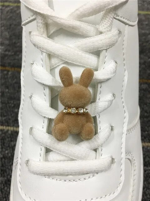 Lovely Rhinestone Bunny Bear Shoe Charms For Laces Diy Women Sneakers Décor Accessories Velvet Shoes Laces Buckle Decorations