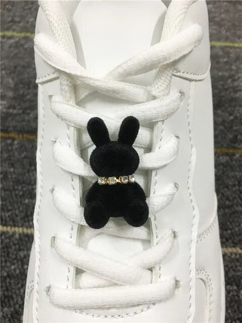 Lovely Rhinestone Bunny Bear Shoe Charms For Laces Diy Women Sneakers Décor Accessories Velvet Shoes Laces Buckle Decorations