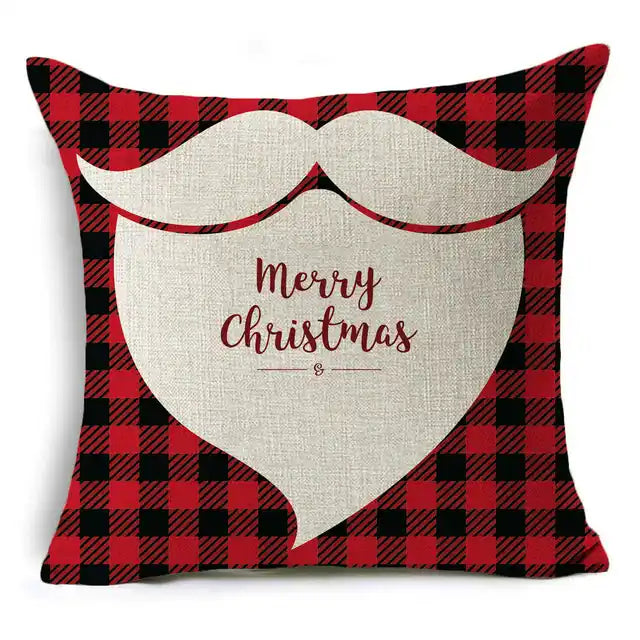 New Pillowcase Cartoon plaid Cushion Cover Throw Linen Pillow Case Merry Christmas Gifts Home Office Living Room 45x45cm