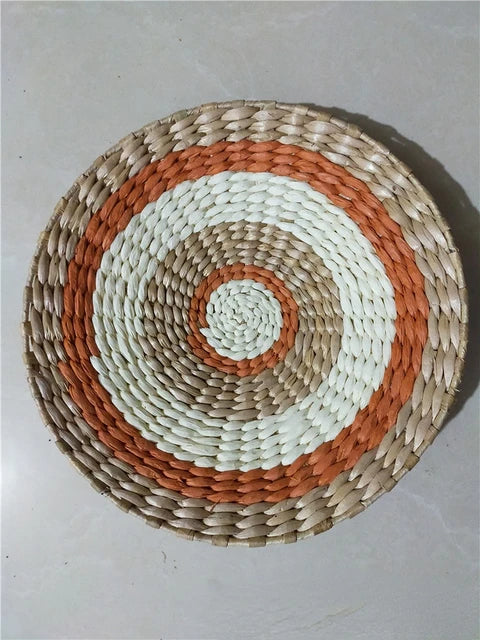 Creative Combination Wall Decoration Rattan Grass Weaving Straw Plate for Home Decor Livingroom Bedroom Background Decoration