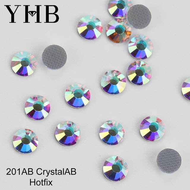 YHB High Quality Color Crystal AB Flatback Hotfix Rhinestones For Shoes Bags Fabric Garment Decoration DiY Jewelry Accessories