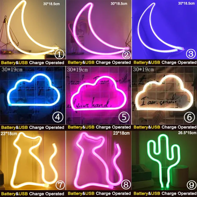 LED Neon Sign Light Holiday Night Lamp Xmas Party Wedding Decoration USB Night Light wholesale Home Gift Heart LED Neon Light