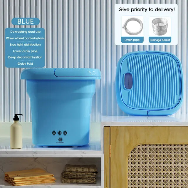 Portable Folding Washing Machine With Dryer Bucket for Clothes Socks Underwear Cleaning Washer Mini Small Travel Washing Machine