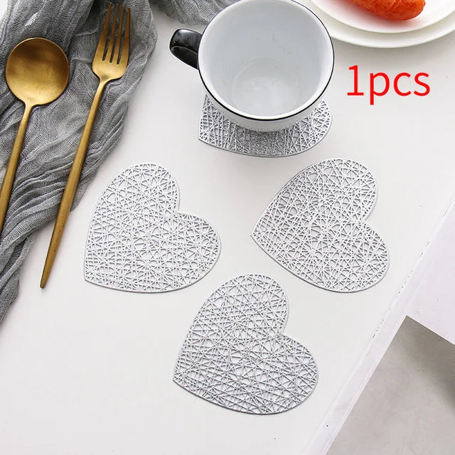 1/2/6pcs Drink Cup Coasters Glasses Kitchen Mat PVC Placemat Hot Pad Table Placemats Dining Table Mat Heat Insulation Non-Slip