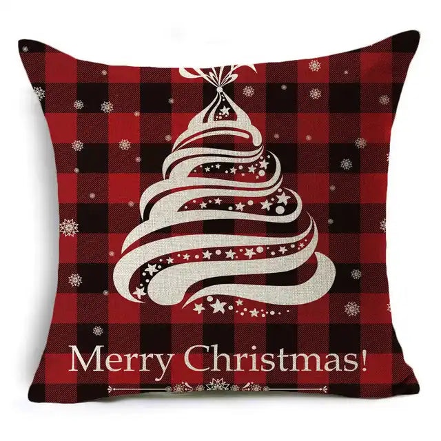 New Pillowcase Cartoon plaid Cushion Cover Throw Linen Pillow Case Merry Christmas Gifts Home Office Living Room 45x45cm