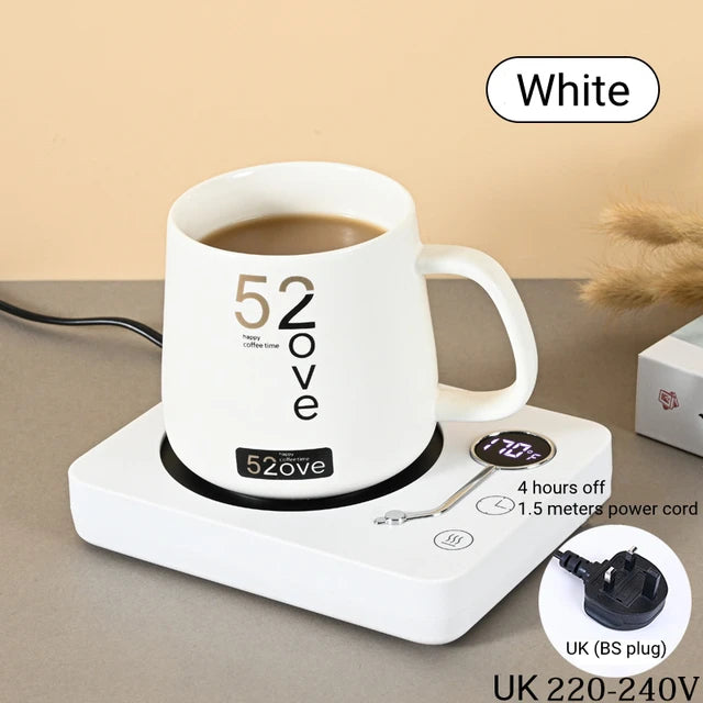 Smart Coffee Mug Warmer Electric Heating Coaster for Milk Tea Water 3 Temperature Setting Timing-off Cup Heater Keep Drinks Warm