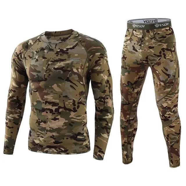 Winter Thermal Underwear Sports Sets Men's Camouflage Stretch Thermo Underwear Male Warm Long Johns Training Fitness Sportswear