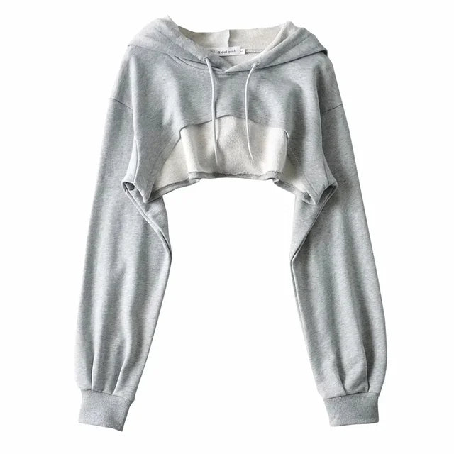 Hoodie Female Hoodie Personality Irregular Crop Ultra Short Style Long Sleeve Top Female Drop Shipping