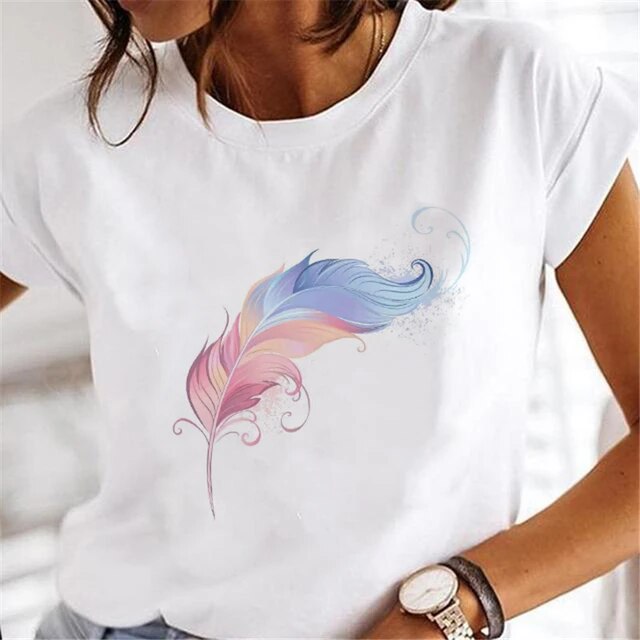 Women Dandelion T-shirts Fashion Clothing Cartoon Clothes Watercolor 90s Short Sleeve Spring Summer Female Tee Graphic Tshirt