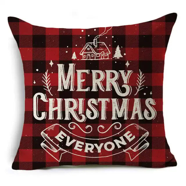 New Pillowcase Cartoon plaid Cushion Cover Throw Linen Pillow Case Merry Christmas Gifts Home Office Living Room 45x45cm