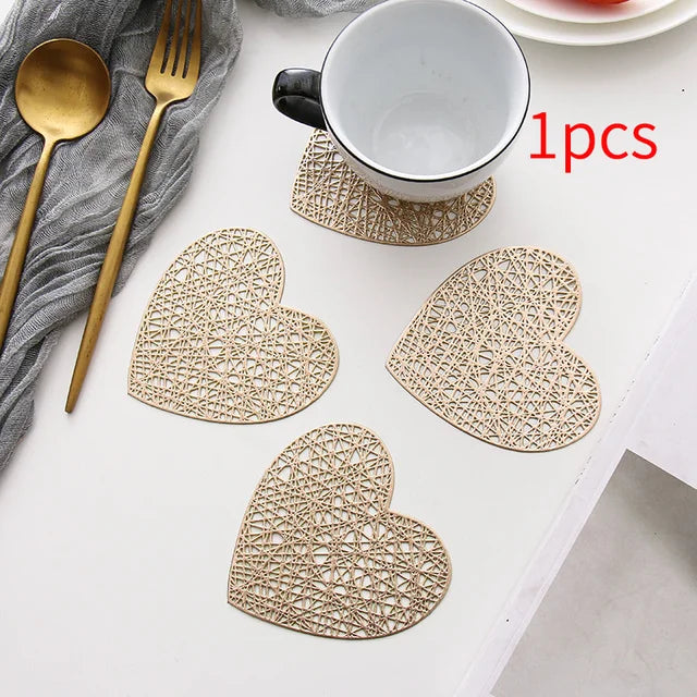 1/2/6pcs Drink Cup Coasters Glasses Kitchen Mat PVC Placemat Hot Pad Table Placemats Dining Table Mat Heat Insulation Non-Slip