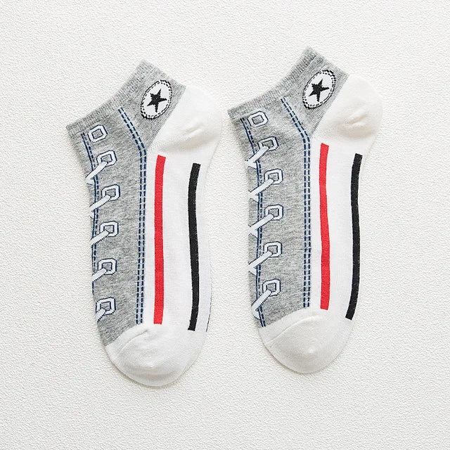 Unisex Funny Women's Men Harajuku Happy Socks Kawaii Hip Hop Shoe Print Cute Short Ankle Sock Gift Women Men Gift Sox Wholesale