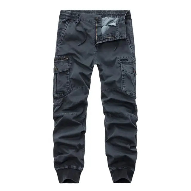 Trendy Men Cargo Pants Solid Color Dressing Super Soft Lace-up Ankle Tied Pants