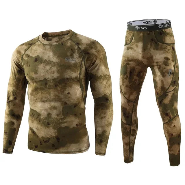 Winter Thermal Underwear Sports Sets Men's Camouflage Stretch Thermo Underwear Male Warm Long Johns Training Fitness Sportswear