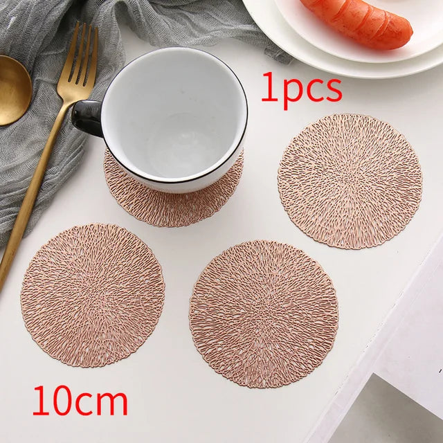 1/2/6pcs Drink Cup Coasters Glasses Kitchen Mat PVC Placemat Hot Pad Table Placemats Dining Table Mat Heat Insulation Non-Slip