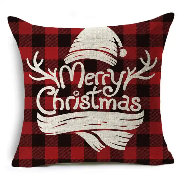 New Pillowcase Cartoon plaid Cushion Cover Throw Linen Pillow Case Merry Christmas Gifts Home Office Living Room 45x45cm