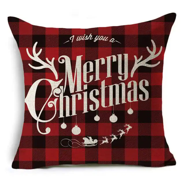 New Pillowcase Cartoon plaid Cushion Cover Throw Linen Pillow Case Merry Christmas Gifts Home Office Living Room 45x45cm