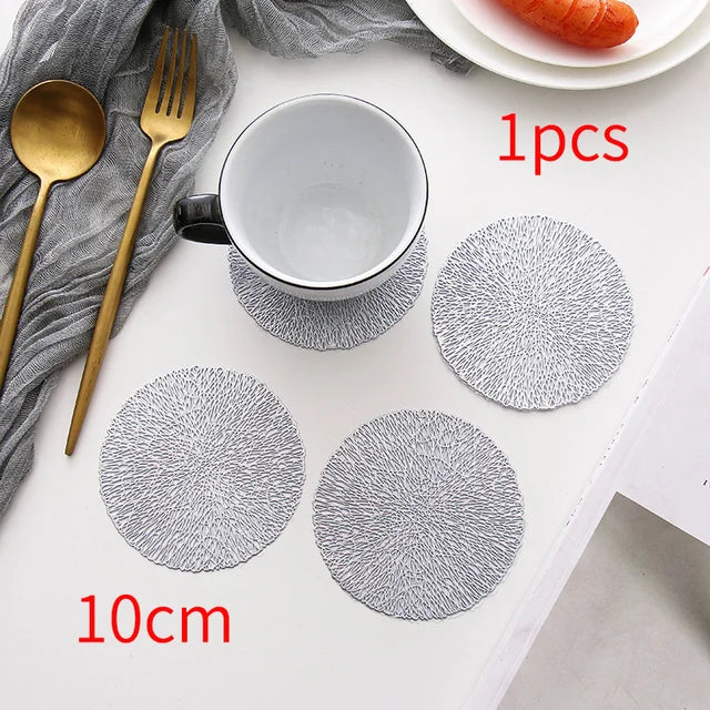 1/2/6pcs Drink Cup Coasters Glasses Kitchen Mat PVC Placemat Hot Pad Table Placemats Dining Table Mat Heat Insulation Non-Slip