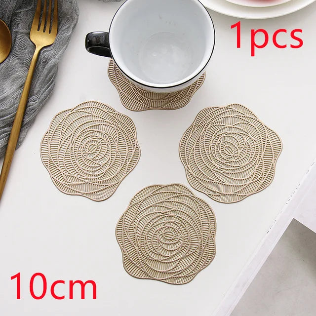 2/4/6pcs Heat Insulation Table Placemats Dining Table Mat Drink Cup Coasters Glasses Kitchen Mat PVC Non-Slip Hot Pad Placemat