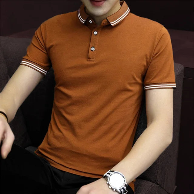 Men's Summer Lapel POLO Shirt Short Sleeve Tops Men Business Casual Youth Tops Korean Fashion Clothing Polo Shirt Men