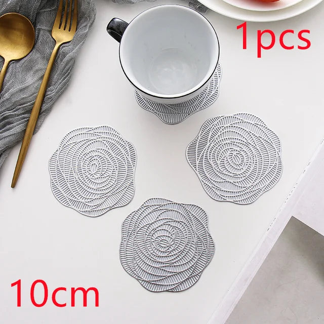 2/4/6pcs Heat Insulation Table Placemats Dining Table Mat Drink Cup Coasters Glasses Kitchen Mat PVC Non-Slip Hot Pad Placemat