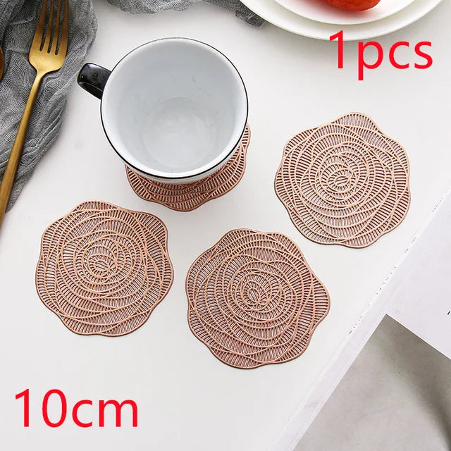 2/4/6pcs Heat Insulation Table Placemats Dining Table Mat Drink Cup Coasters Glasses Kitchen Mat PVC Non-Slip Hot Pad Placemat