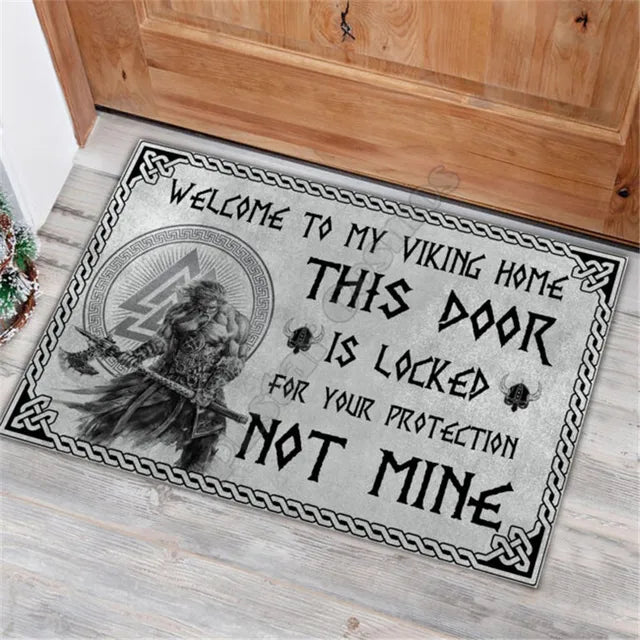 Viking Welcome To My Viking Home Please Remember House Doormat Non Slip Door Floor Mats Decor Porch Doormat