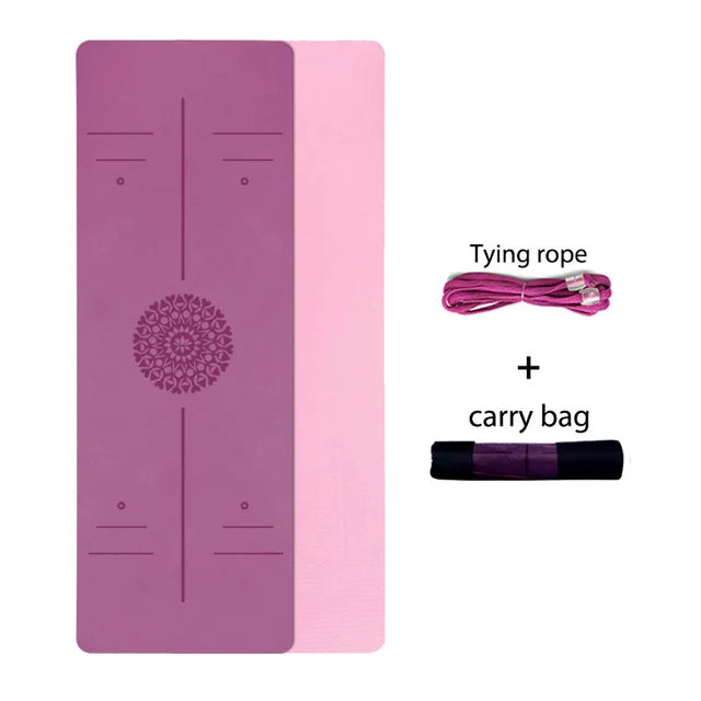 TPE Yoga Mat With Position Line 6mm Double Layer Sports Exercise Pad For Beginner Home Gym Fitness Gymnastics Pilates