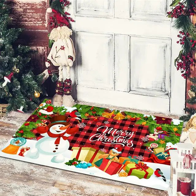 Christmas Entrance Door Mat Cartoon Dwarf Print Floor Mat Living Room Corridor Balcony Welcome Mat Christmas Home Decoration