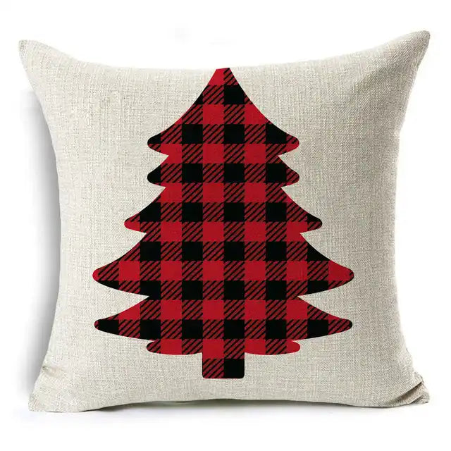 New Pillowcase Cartoon plaid Cushion Cover Throw Linen Pillow Case Merry Christmas Gifts Home Office Living Room 45x45cm