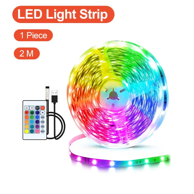 60LEDs/m USB LED Lights Strip Tape 2m 2835 24 Key IR Remote Control for Kitchen Closet Bedroom PC TV Backlight Home Lighting