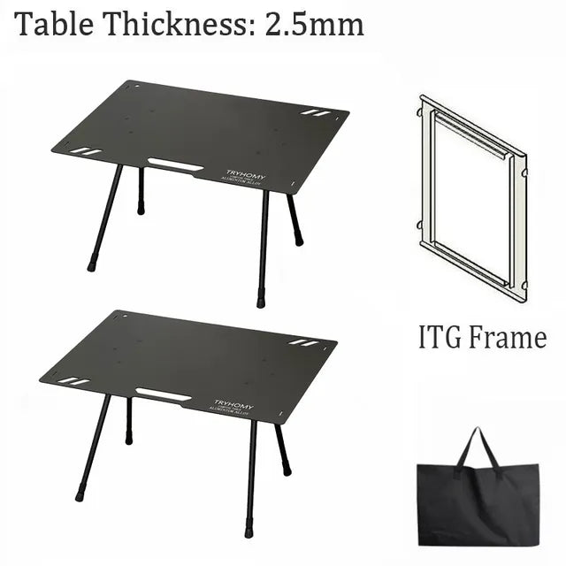 Camping Table Aluminum Alloy Folding Table With Carrying Bag Lightweight Outdoor Desk Picnic Blackened Tactical IGT Table New