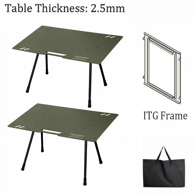 Camping Table Aluminum Alloy Folding Table With Carrying Bag Lightweight Outdoor Desk Picnic Blackened Tactical IGT Table New