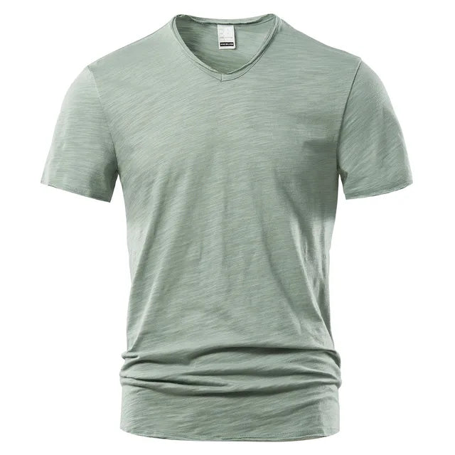 New Mens T Shirt Pure Color V Collar Short Sleeved Tops Tees Men T-Shirt 10colors slim Man T-Shirts Fitness For Male Clothes