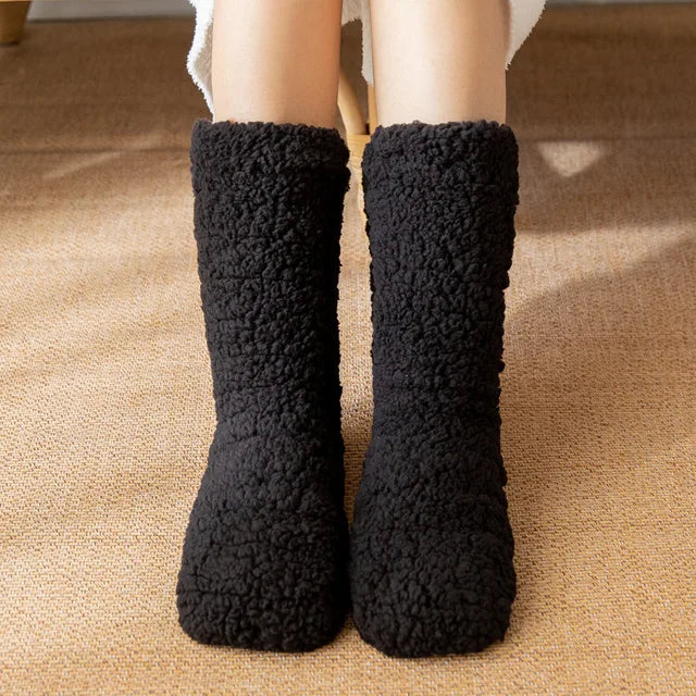 Floor Socks Women Autumn And Winter Velvet Coral Fleece Socks Sleep Home Slippers Snow Socks Confinement Solid Color Socks 2023