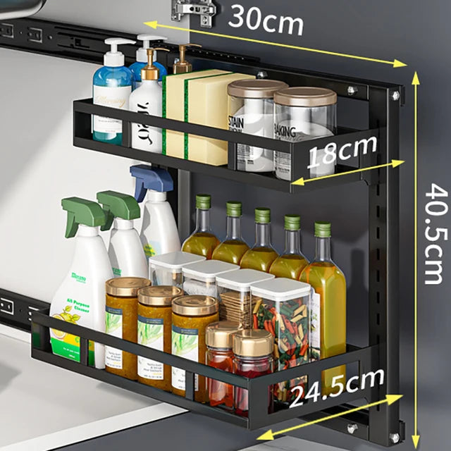 Kitchen Sink Rack Storage Cabinet Storage Rack Pull-out Bathroom Finishing Shelf Wall-mounted Pull-out Basket Kitchen Organizer