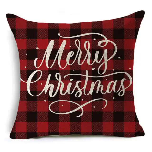 New Pillowcase Cartoon plaid Cushion Cover Throw Linen Pillow Case Merry Christmas Gifts Home Office Living Room 45x45cm