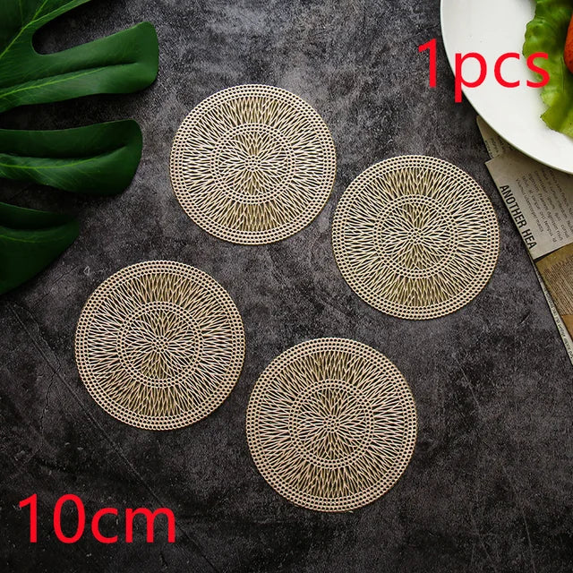 1/2/6pcs Drink Cup Coasters Glasses Kitchen Mat PVC Placemat Hot Pad Table Placemats Dining Table Mat Heat Insulation Non-Slip