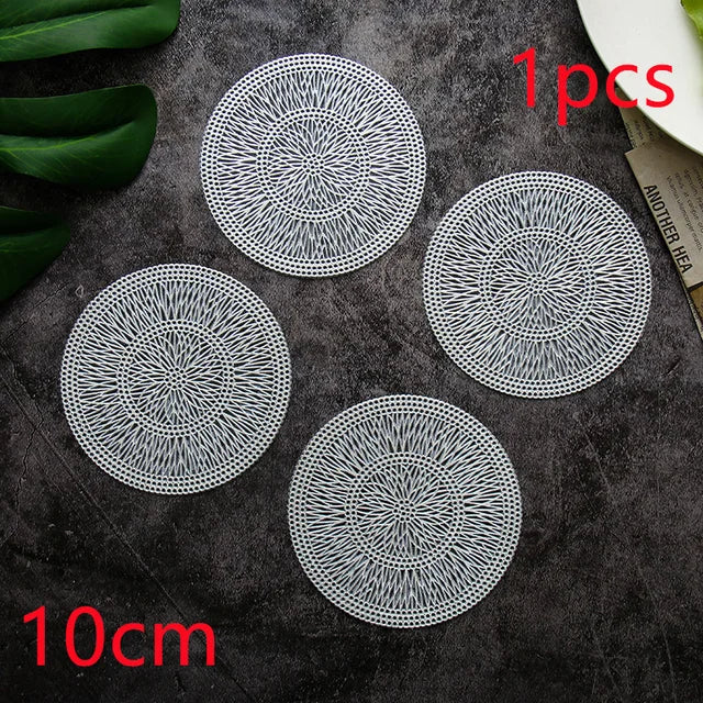 1/2/6pcs Drink Cup Coasters Glasses Kitchen Mat PVC Placemat Hot Pad Table Placemats Dining Table Mat Heat Insulation Non-Slip