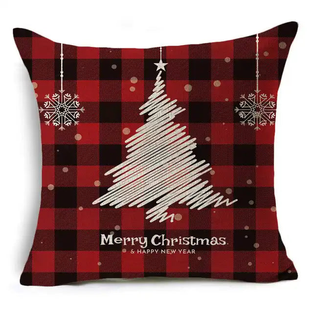 New Pillowcase Cartoon plaid Cushion Cover Throw Linen Pillow Case Merry Christmas Gifts Home Office Living Room 45x45cm