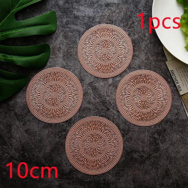 1/2/6pcs Drink Cup Coasters Glasses Kitchen Mat PVC Placemat Hot Pad Table Placemats Dining Table Mat Heat Insulation Non-Slip