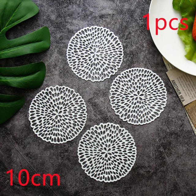 1/2/6pcs Drink Cup Coasters Glasses Kitchen Mat PVC Placemat Hot Pad Table Placemats Dining Table Mat Heat Insulation Non-Slip