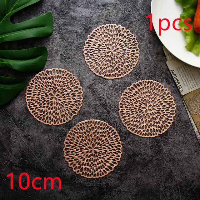 1/2/6pcs Drink Cup Coasters Glasses Kitchen Mat PVC Placemat Hot Pad Table Placemats Dining Table Mat Heat Insulation Non-Slip